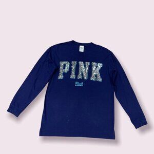 Pink Victoria Secret sequin oversized long sleeve shirt size Small